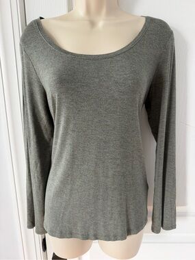 Paraphrase Sage Modal Scoop Neck Long Sleeve Top Medium